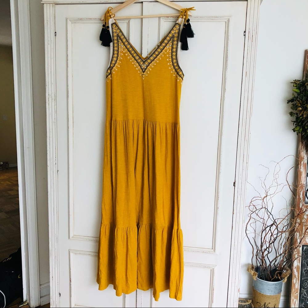 Beautiful Tiered Embroidered Dress with Tassels
